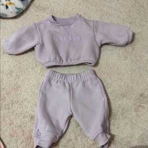 Purple 'Love Bug' Baby Sweatshirt and Pants Set
